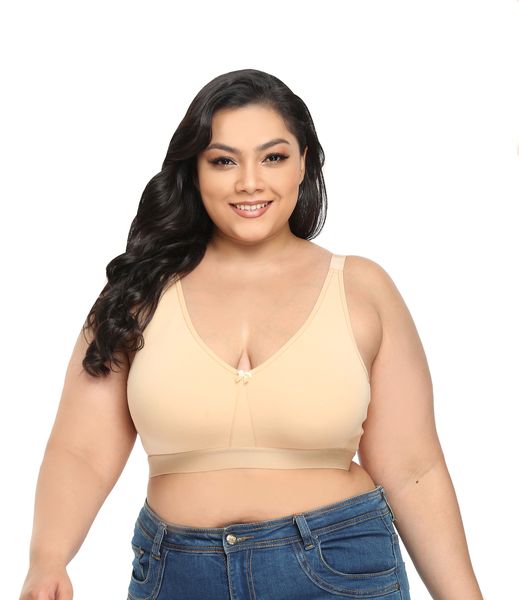 Women's Plus Size Cotton Wire free Bra Full Coverage Non-Padded Ultrathin