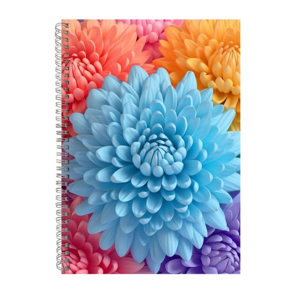 3D Rainbow Chrysanthemums Light Blue Notebook Gift Idea A4 Notepad Pad 107