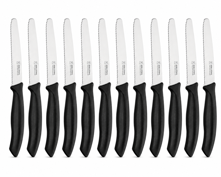 Edelstahl Stainless Steel Serrated Paring Knife, Ergonomic Handle: 12-pack