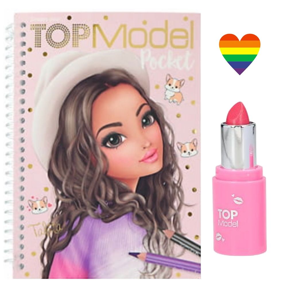 Top Model Cool Pocket Colouring Book With Lipstick & Rainbow Heat