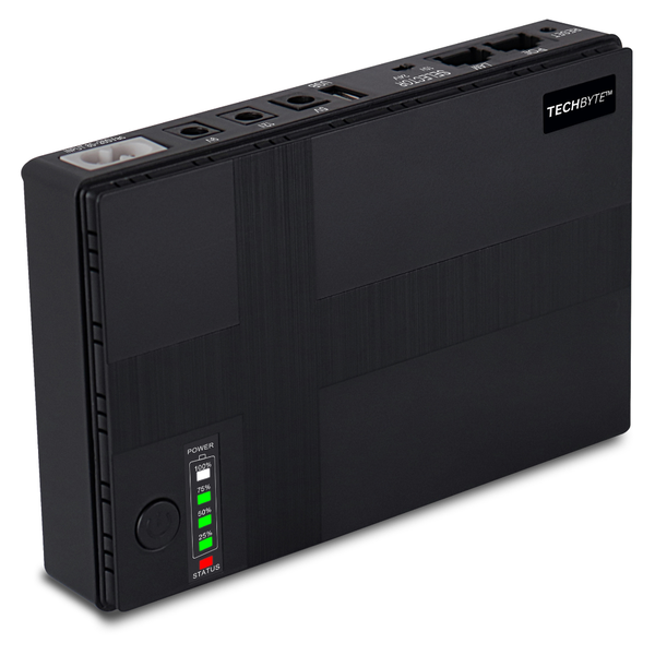 TechByte UPS for WiFi or CCTV - 10400mAh - 5/9/12V - Dual DC - 5+ Hours Use