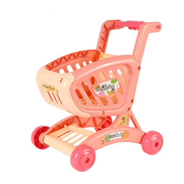 Educational Shopping Cart Toy for Boys and Girls - Food Cutting Set, Pink