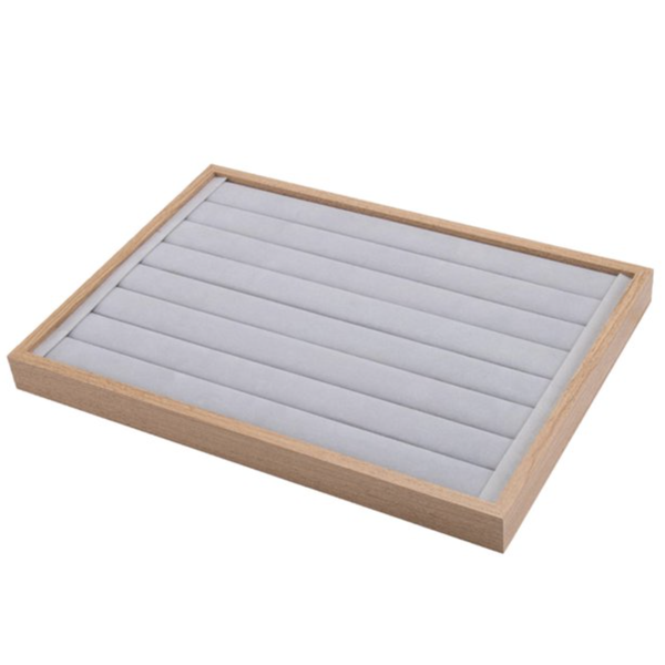 Grey Velvet Jewellery Organiser with Wooden Frame