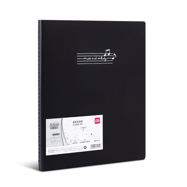 Deli Music Display File Black A4, 30 Page With Metal Spiral