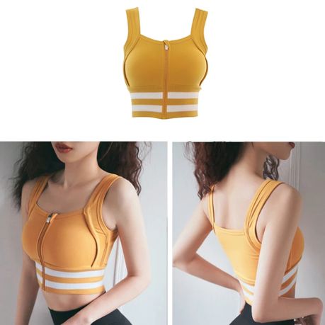 Ombré Sports Bra Women Shockproof Yoga Crop Top Push Up Breathable Fitness  Athletic Running Underwear (Color : Yellow, Size : Large)
