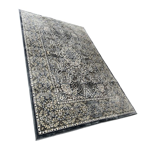 Floral Kashan Machine Made Premium Thick Quality Grey Rug 230x160 CM
