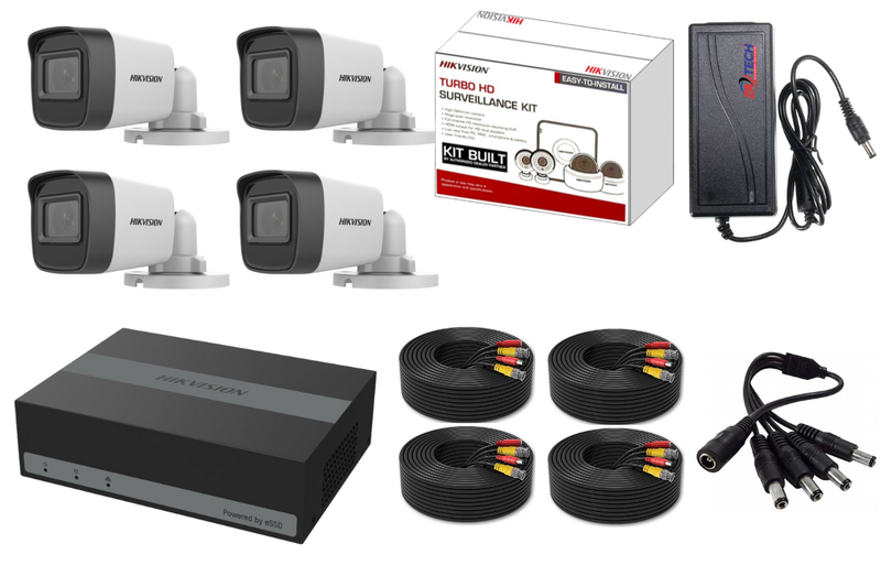 Hikvision 4CH eDVR CCTV Kit with 2MP Cameras &amp; ZATECH 20m Cables