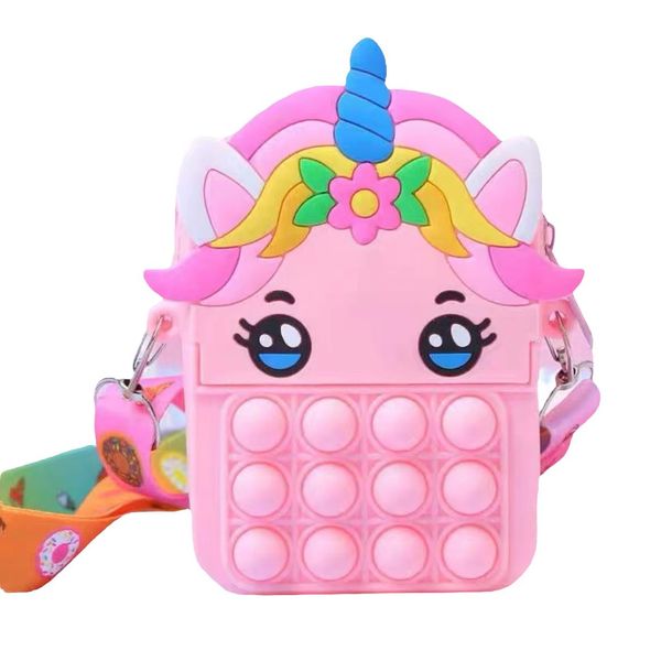 Mini ColorBlock Unicorn Design PopIt Fidget Crossbody Bag