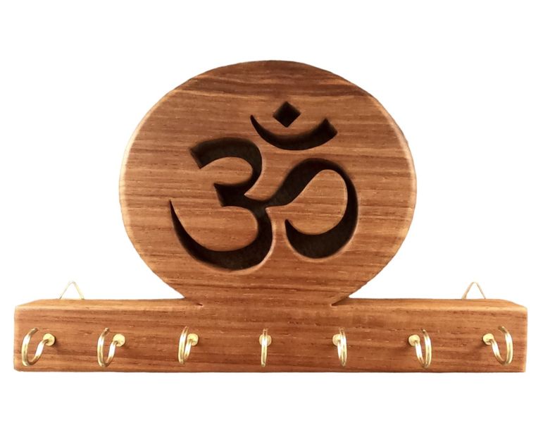Handmade Wooden Om Symbol Wall Key Holder