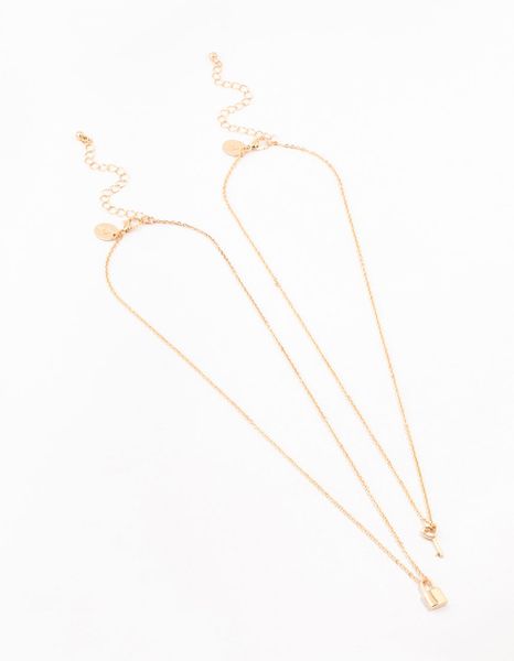 Lovisa Gold Lock &amp; Key Necklace 2-Pack