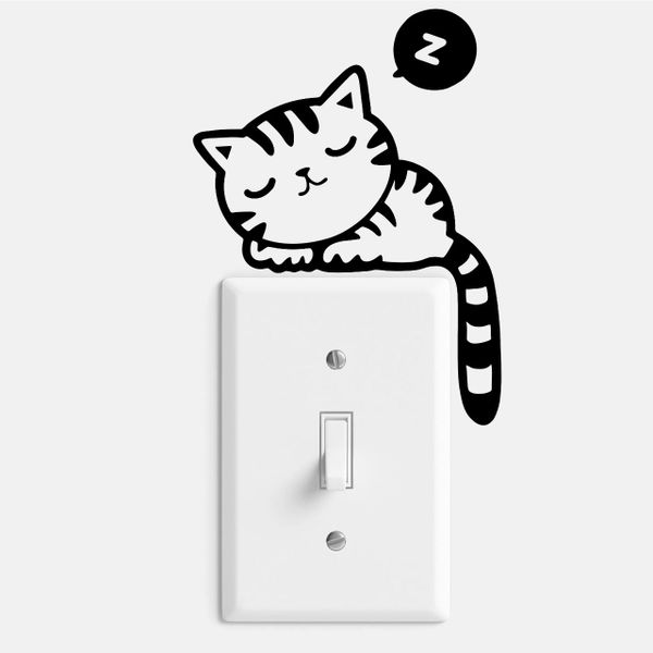 Sleepy Cat Light Switch Vinyl Sticker
