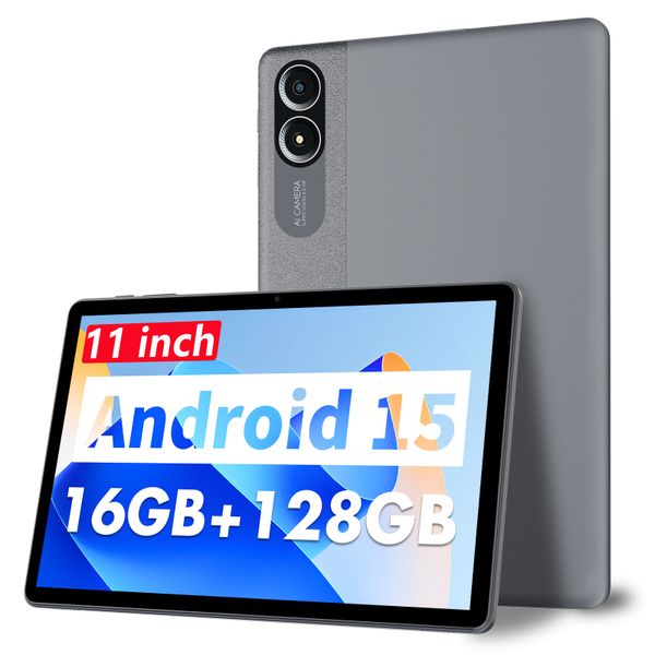 HiMex 11" Tablet Android 15, 16GB RAM (4+12 Extended) + 128GB Storage