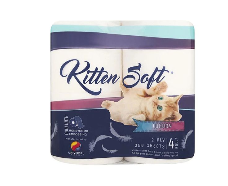 Kitten Soft - 2 Ply Toilet Paper 4 Rolls 350 Sheets x 2