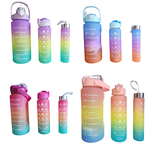 Trio Lockable Lid Water Bottle A Huge Saving Set of 3 x 4 Sets: 12 Bottles