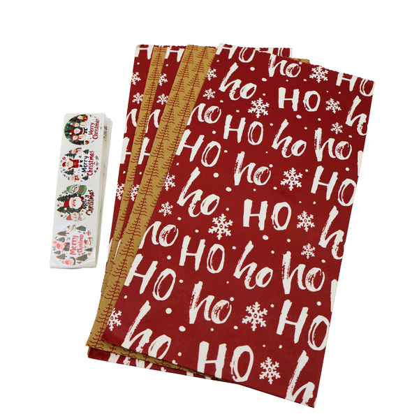 HO HO HO &amp; Red Christmas Gift Bag and Label set