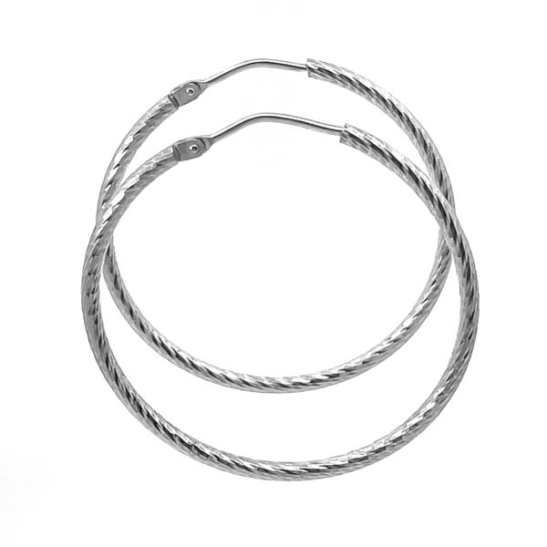 925 Sterling Silver 34mm Diamond-Cut Hoop Earrings