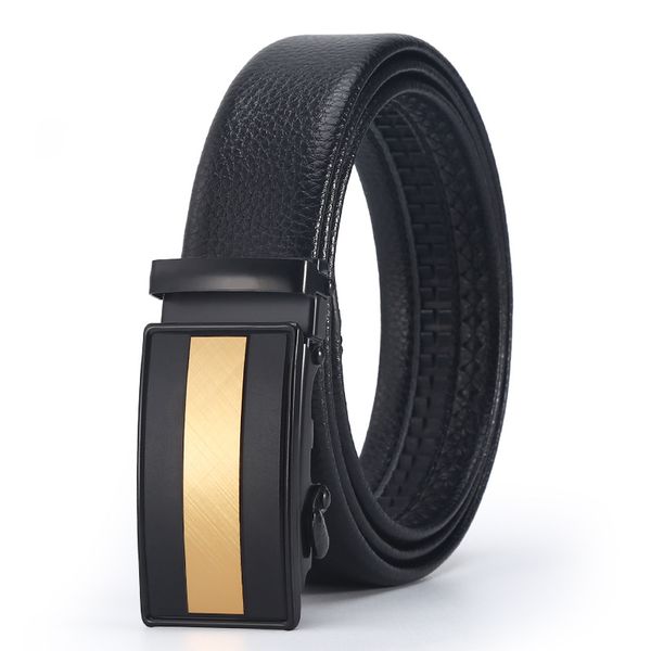 Gold Black Rectangular Men Business Belt Automatic Buckle Holiday Gift