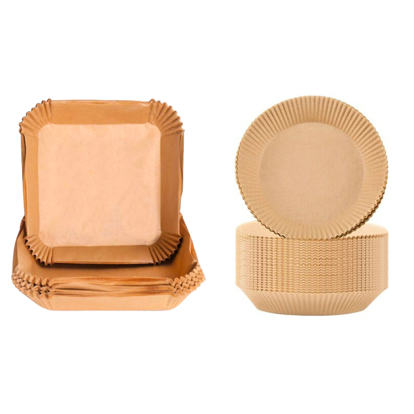 20cm Square and Round Disposable Air-Fryer Paper Liners - 100 Pack