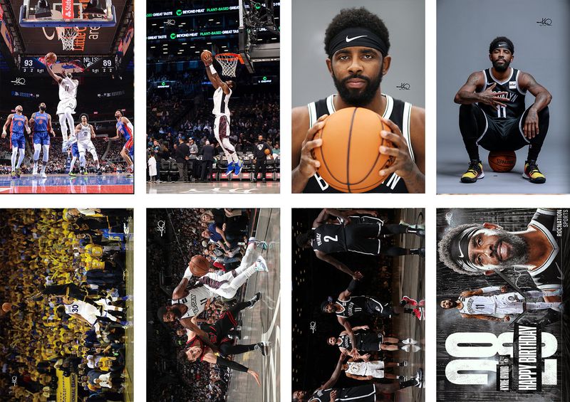8 Pieces NBA Kyrie Irving Posters Frameless 11.5x16.5 Inch