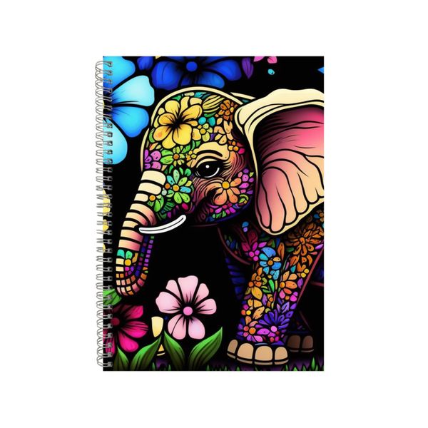 Flower Elephant Body Stained Glass Notebook Gift Idea A4 Notepad Pad 88