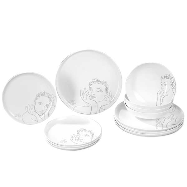 Carrol Boyes Dinnerware 12 Piece Set - Sketchbook Grey