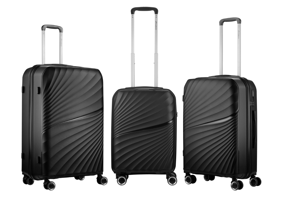 Travelwize Quartz PP Durable Hardshell 3-Piece 4-Wheel Luggage Set