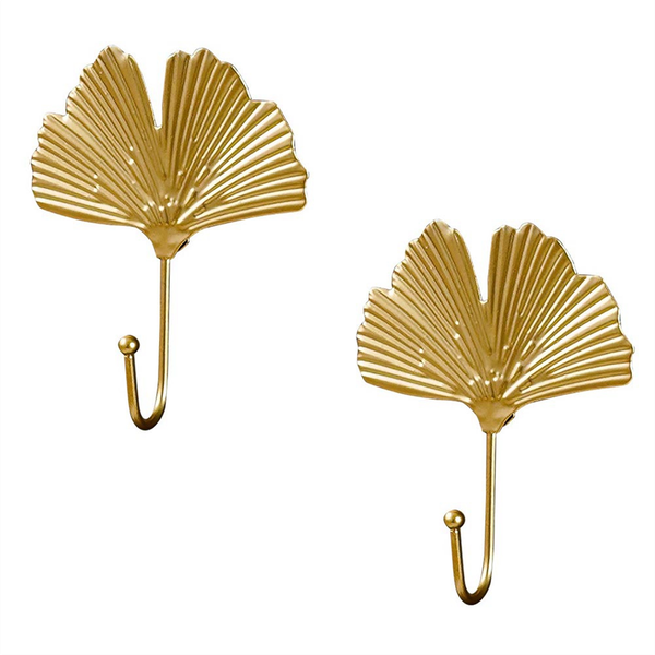 Coat Hooks Gold Hanging Holder for Key, Decorative Leaves Metal Hooks