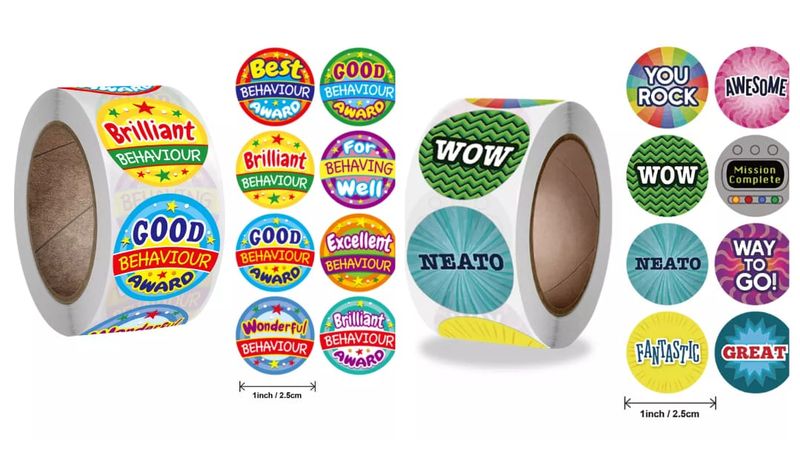 Combo School teacher pupil motivational behavior stickers - 1000 pcs