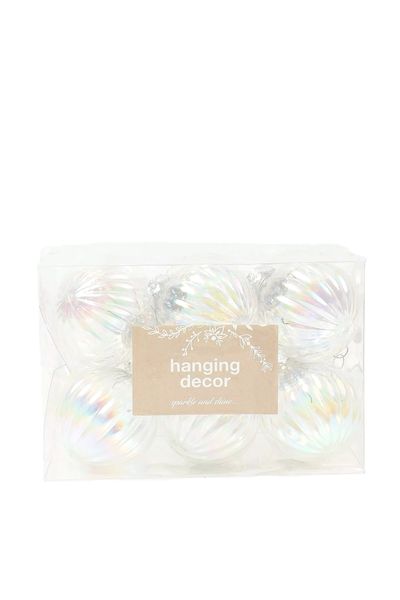 12 Pack Iridescant Baubles, 6cm