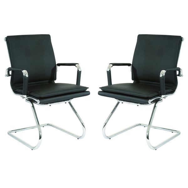 Square Pad Visitors Office Chairs-Set of 2 Per Box-Black