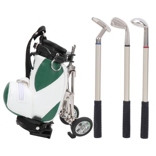 Green/white desktop golf pen holder bag