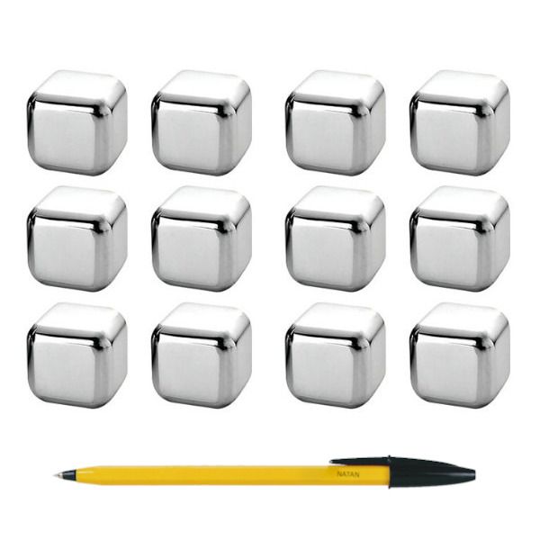 Stainless Steel Ice Cubes - Set of 12 Reusable Chiller Stone Cubes