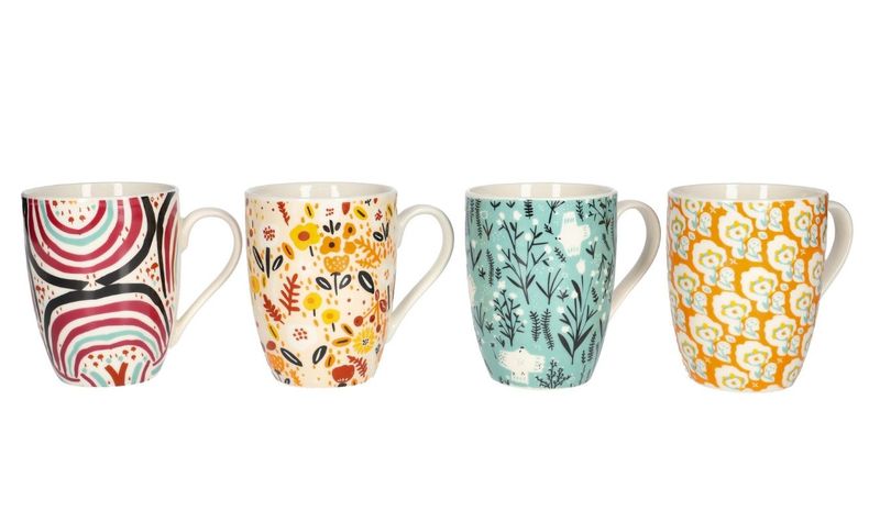 Danny Home Colourful Folk Art Mug Set 0.36L - 4 Pack