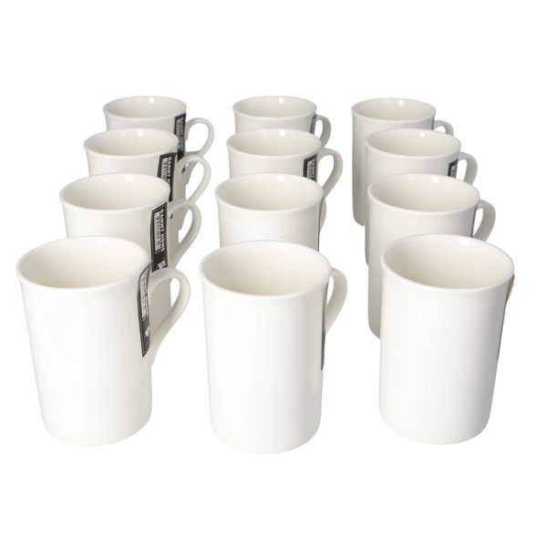 Danny Home White Ceramic Tea Mug 10cm 300ml Set of 12