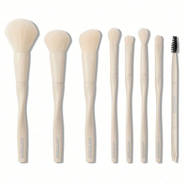 SHEGLAM Makeup Pro Core Face, Eyes &amp; Brows Makeup Blush Brush Set White