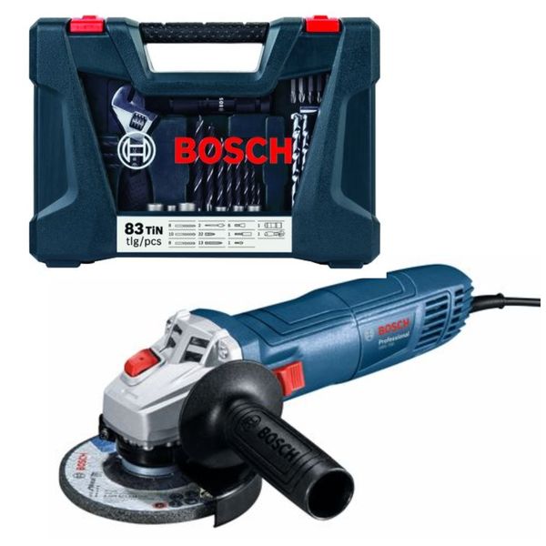 Bosch - Angle Grinder (GWS 700) With 83-Piece X-Blue Line Titanium Set