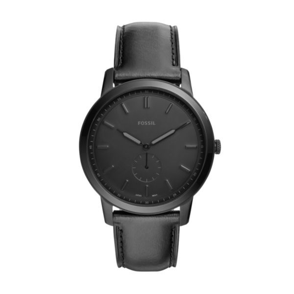 Fossil The Minimalist 2H Sub Sec Black Leather Watch - FS5447