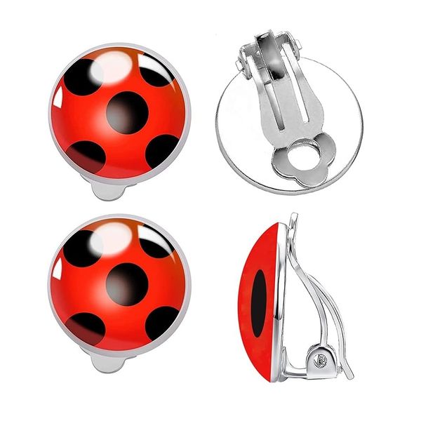Ladybug Clip-on Earrings , No Pierced Ladybird Design - 2 Pairs