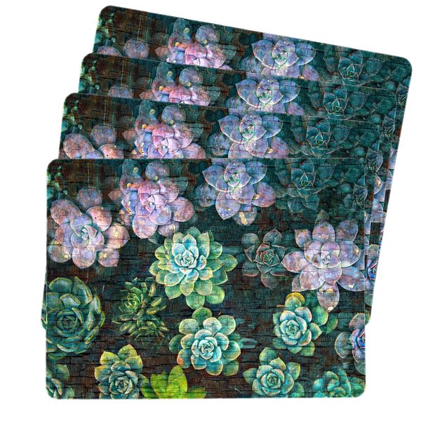 Two Tone Succulents on Beige Placemats