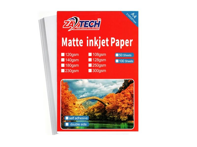 ZATECH Matte Inkjet Photo Paper ( A4 Sheets ) - Pack of 50