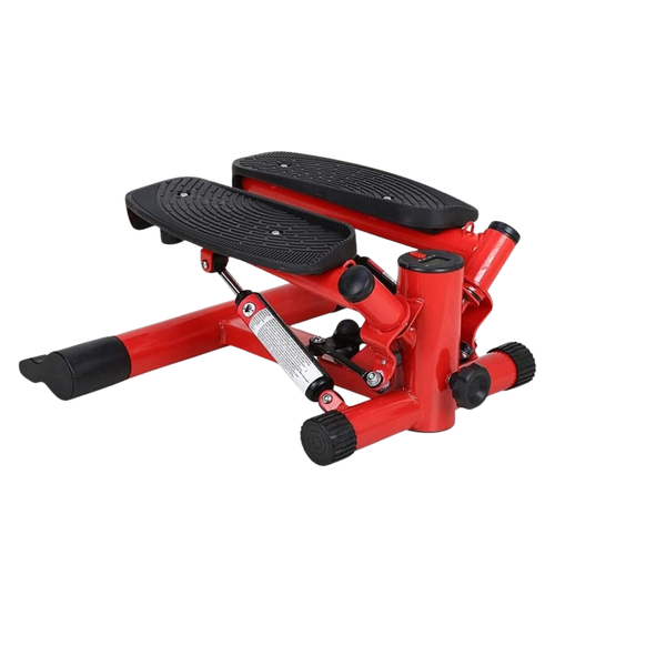 Red-Hydraulic Mini Stepper with Resistance Bands for Home Gym Cardio
