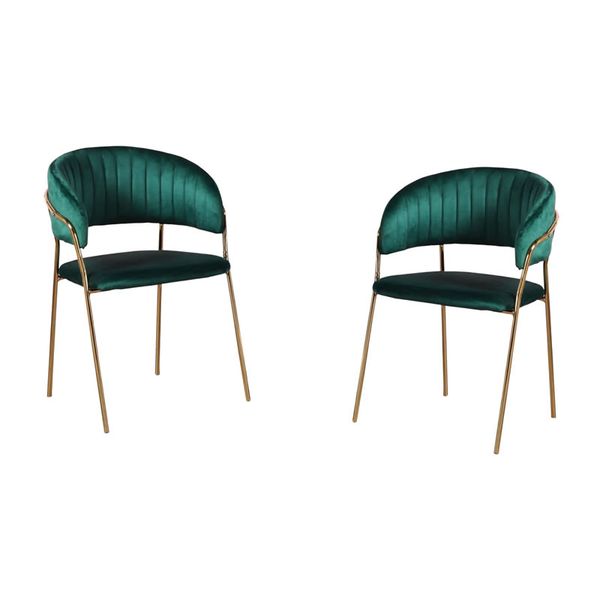 Set Of 2 Modern Velvet Dining Chair With Golden Legs Y-1533