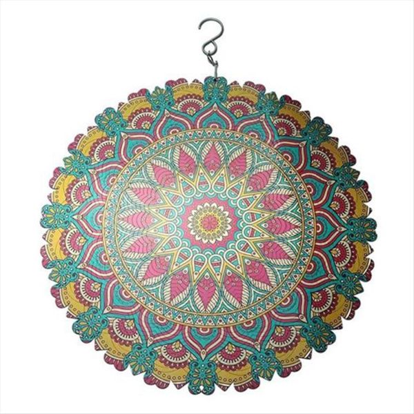 3D Colorful Iron Wind Chime Mandala Pattern 3D Rotating A