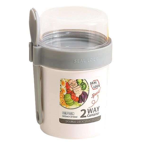 990ml Double Layer Salad Cup With Fork