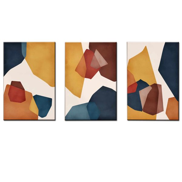 Canvas-Art-3 Pieces Coulourful Geometric Print Abstract Wall Art