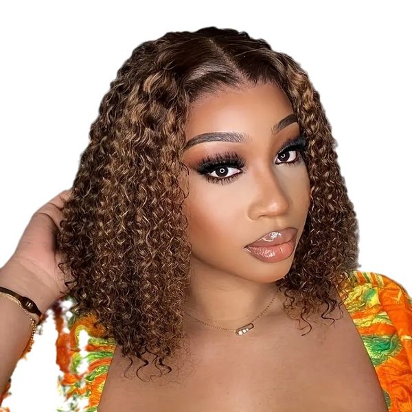 14 Inch Piano Curly Front Lace Wig-Fashionable Light Brown Synthetic Hair