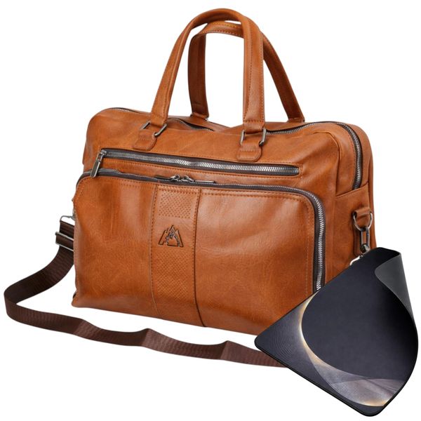 Premium Vegan Leather Travel Laptop Bag and Mouse Pad