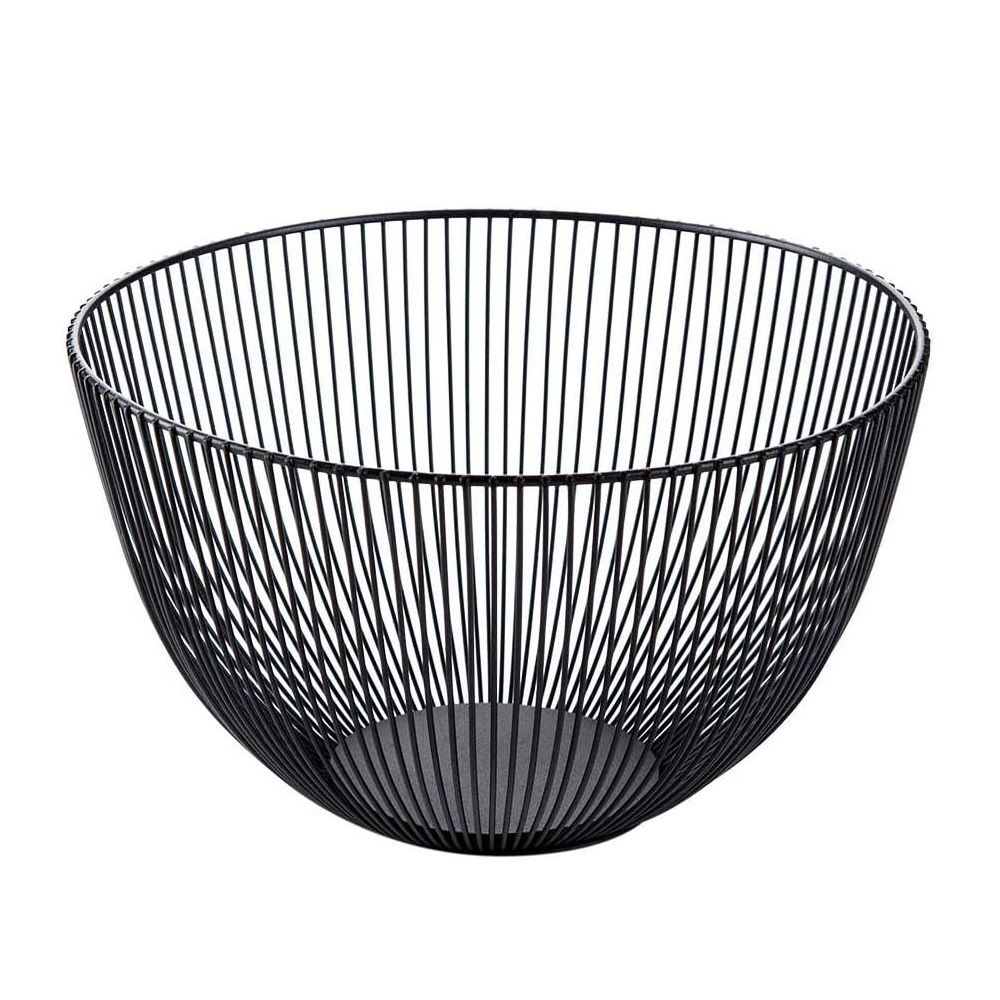 Round Hollow Design Vegetables & Fruit Wire Decorative Bowl - Black ...