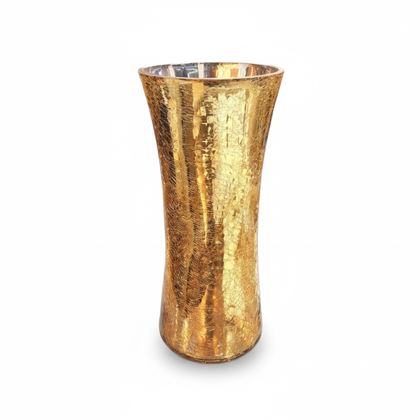 Glass Vase 30x16Cm Gold Crackle