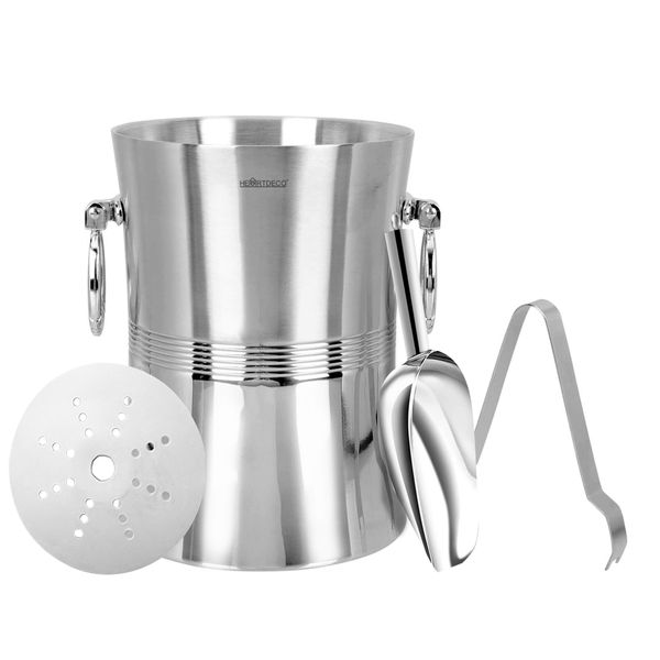Heartdeco 3L Stainless Steel Insulated Ice Bucket Set
